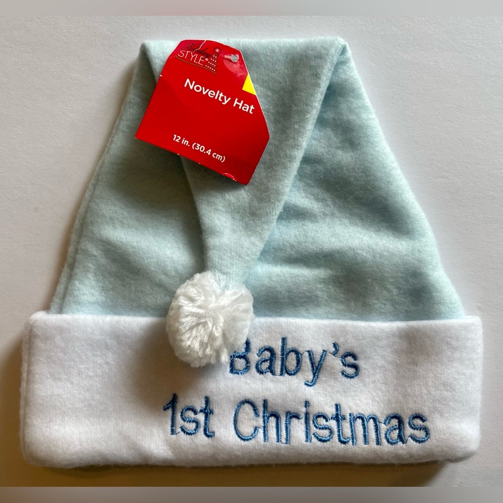 Holiday Style Baby’s First Christmas Blue Santa Hat